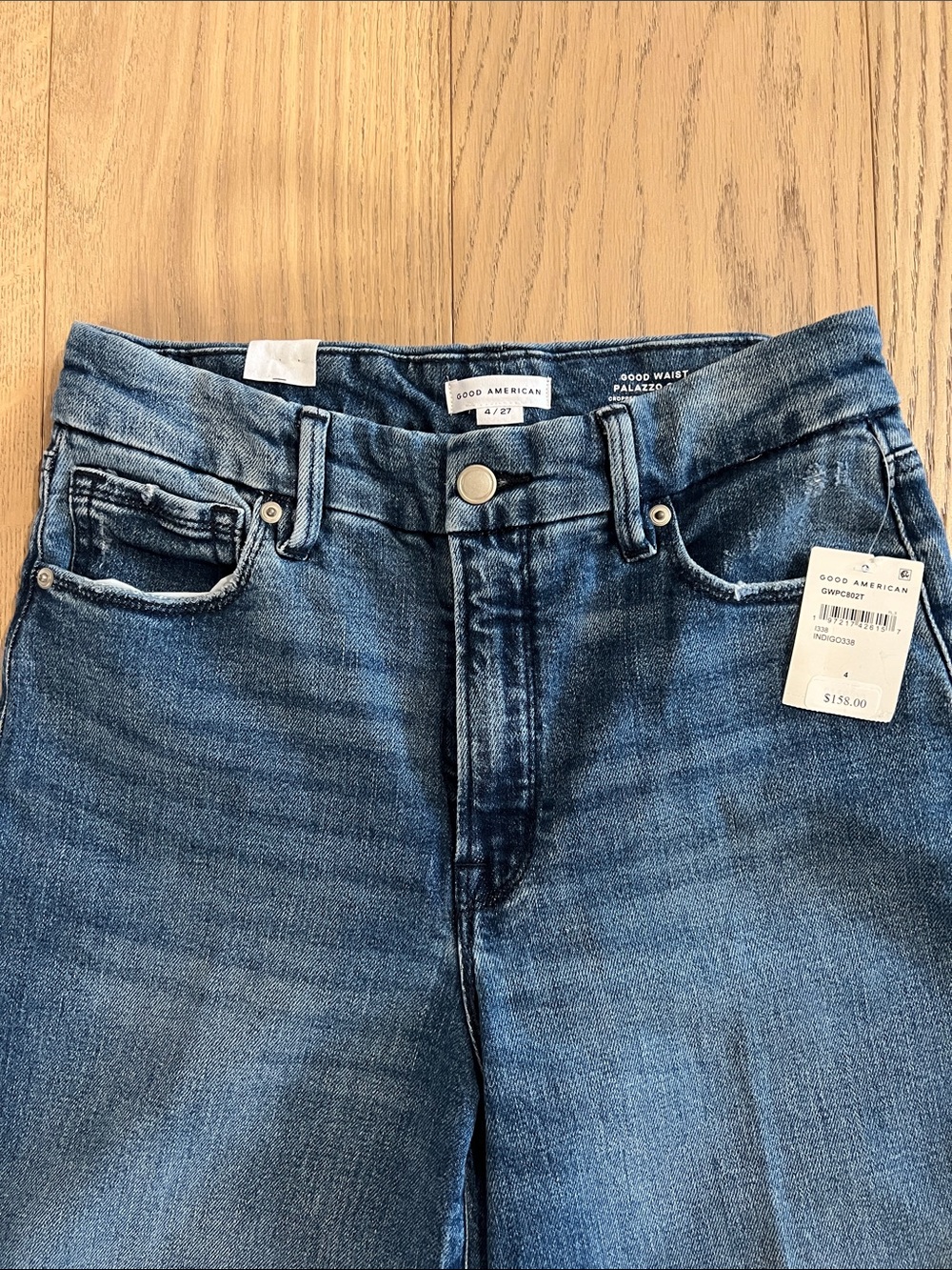 Good American Medium Wash High-Rise Wide Leg Jeans - Picture 2 of 8